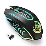 UHURU Wireless Gaming Mouse Up to 12000 DPI, Rechargeable USB-C Wireless Mouse with 7 Buttons 7 Dynamic LED Color Ergonomic Programmable MMO RPG for PC Laptop, Compatible with Windows Mac