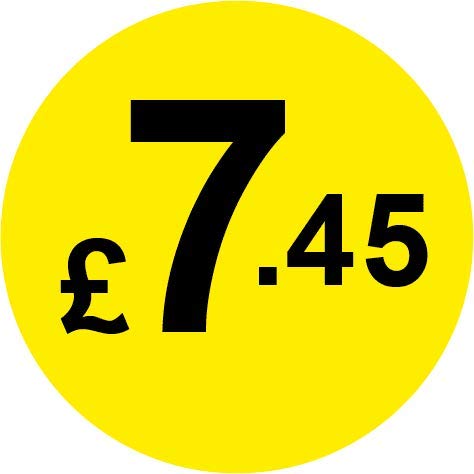 Permanent Adhesive - Black & Yellow 30mm Price Stickers/Labels from £5.45 to £17, 5000, £7.45 — image 1