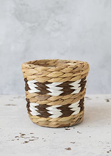 Kitchen Craft Water Hyacinth Planter, Indoor Plant Pot, Natural Woven Planter With Striped Design, 11.5 X 11.5 X 11Cm #TOP4