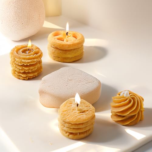 4 Stück Keks Geformte Sojawachs Handgemachte Duftkerzen Set, Keks Aroma Sojawachs Dekorative Kerze, Süße Dekorative Kerze, Perfekt für Stimmungsaufhellung, Bad, Yoga