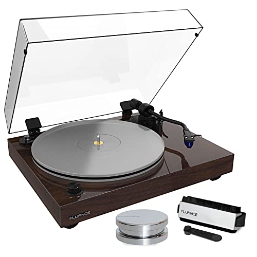 Fluance RT85 Reference High Fidelity Vinyl Turntable Record Player with Ortofon 2M Blue Cartridge, Acrylic Platter, Record Weight, 3 in 1 Stylus and Record Cleaning Vinyl Accessory Kit