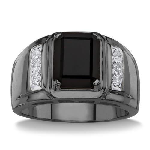 10K 14K 18K Gold Men's Natural Black Onyx Rings Genuine Black Onyx Thumb Pinky Signet Rings for Men Birthday Statement Anniversary Ring for Him Size 4-164