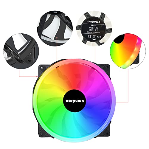 Corpuwn 200Mm Argb Fan Premium Addressable Rgb Fan Silent Pwm Cooling Fan For Pc Control Lighting Led Case Fan #TOP6
