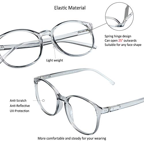Image of VisionGlobal Blue Light Blocking Glasses for Women Men, Oval Frame Computer Reading Glasses(Clear Gray, +4.75 Magnification)