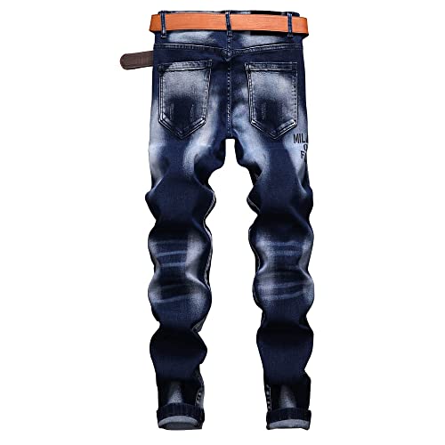 N//C Jeans Men Ripped Denim Pants Straight Slim Fit Regular Distressed Comfort Flex2