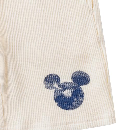 Image of Disney Mickey Mouse Boys Waffle Knit Short Sleeve T-Shirt and Shorts Set with 1 Piece Toy for Toddlers