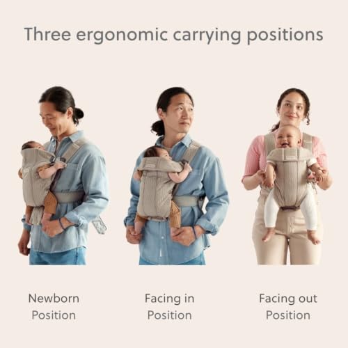 Image of BabyBjorn Baby Carrier Mini, Gray Beige, 3D Mesh Newborn Carrier (7-25 lbs), Ergonomic, Easy-to-Use