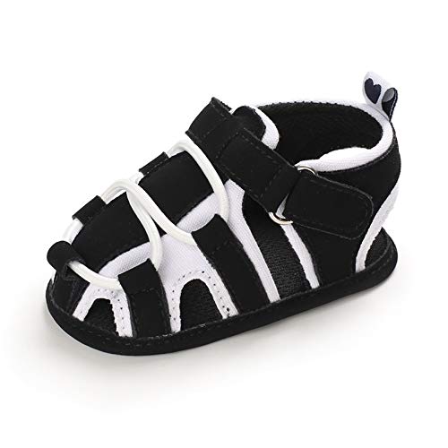 Meeshine Infant Baby Boys Girls Summer Sandals Soft Sole Anti-Slip Toddler First Walkers Newborn Crib Shoes(Small(0-6 Months),Black)