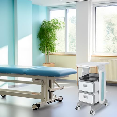 Chariot dentaire – Chariot médical mobile avec 2 tiroirs, chariot de clinique roulant pour la maison, l'hôpital et le bureau, 44 x 44 x 76 cm