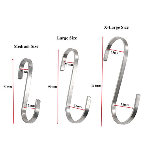image for Esfun 12 Pack X-Large 4.5 Inch Flat S Hooks Heavy Duty Solid 304 Stain