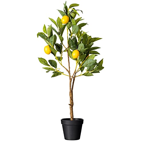 Vickerman Everyday 28" Artificial Potted Lemon Tree - Lifelike Home Or Office Decor - Premium Faux Potted Tree With Real Touch Leaves - Maintenance Free #TOP16