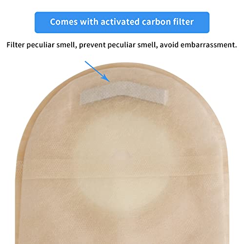 Jctracy 20 Pcs Colostomy Bags，One-Piece Ostomy Pouch Barrier With Stripes Colostomy Bag Max Cut 15-60Mm Back Window （Hook & Loop Closure) #TOP6