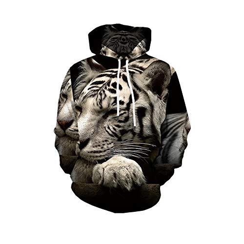 Morbuy Tigre Sweats à Capuche Imprimé 3D Hoodie, Unisexe Manches Longues Homme Femme Vêtements Pullover Sweat-Shirts Automne et Hiver Tops