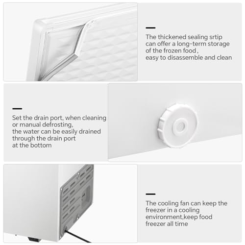 Kismile 1.8 Cubic Feet Chest Freezer with Removable Basket Free Standing Top open Door Compact Freezer with Adjustable Temperature for Home/Kitchen/Office/Bar