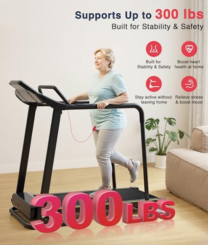 Image of Redliro Treadmill for Seniors Slow Walking - 0.3mph Start, Front & Long Handrails - Foldable Recovery Flat Treadmill for Elderly, Auto Lubrication, 3-Level Incline for Home Use