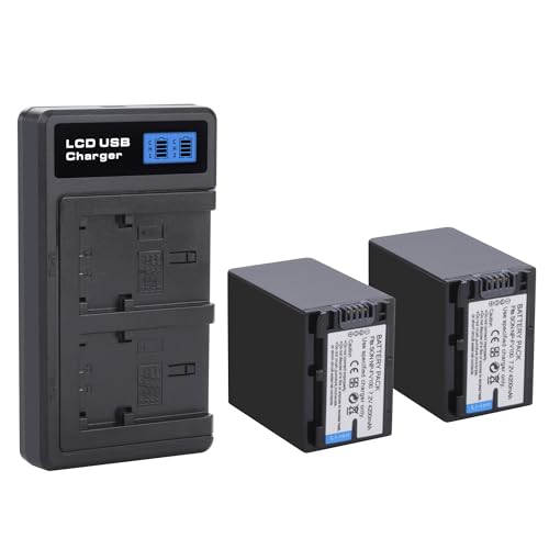 2 Pack NP-FV100 4200mah Battery Compatible for Sony HDR-CX455 CX675 CX260 CX290 CX330 CX380 CX430V CX580V CX760V CX900 PJ430V PJ540 PJ580V PJ650V PJ670 PJ710V PJ760V PV790V PJ810 FDR-AX33 AX53 AX100