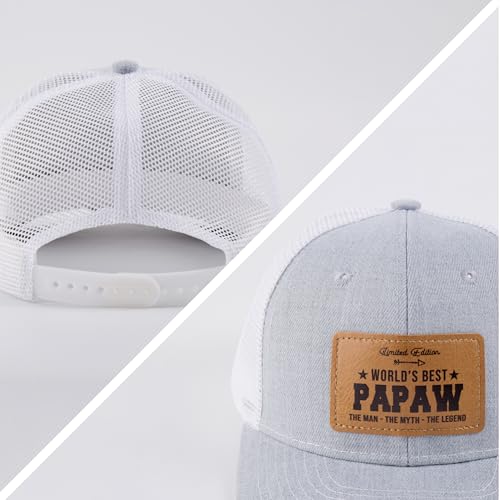 Image of Best Papaw Ever Hat - Papaw Gifts for Christmas, Birthday Pa paw Leather Pattern Baseball Cap