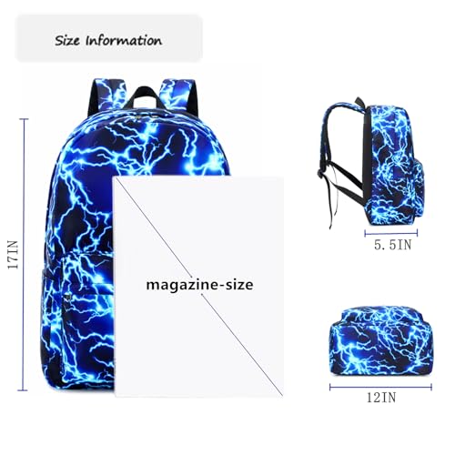 Lm Boy School Backpack Elementary Middle Lightning Bookbag Laptop Teenager Waterproof Lightweight 17 Inches の商品画像 1