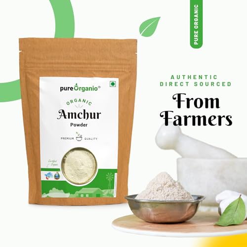 Pure Organio Organic Amchur Powder, Authentic Dry Mango Powder, Traditional Aamchoor Powder for Flavorful Indian Cuisine, NPOP Organic Certified Indian Spices (200 Gm)