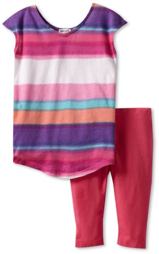 Conjunto de túnica de rayas de acuarela para niñas pequeñas ropa de dos piezas de verano