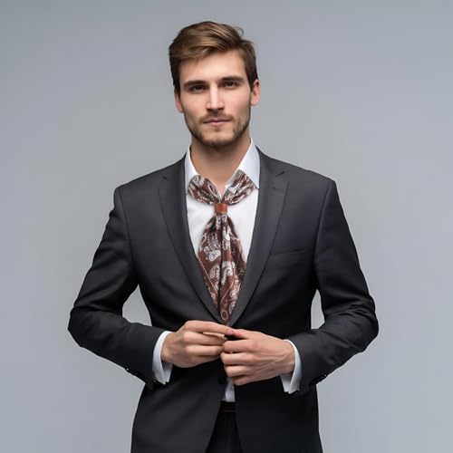Image of 27.5 Inches Square Silk Feeling Neck Scarf for Men Necktie Silk Bandanas Pocket Square Cowboy Scarves
