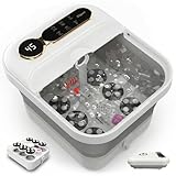 Fußbad Klappbar mit Massage und Heizfunktion, Fussbadewanne Massagegerät mit 24 Elektrisches Shiatsu Rollen, Blasen und Timer, Temperatur Halten, Pediküre Fußbad zur Entspannung müder Füße (weiß)