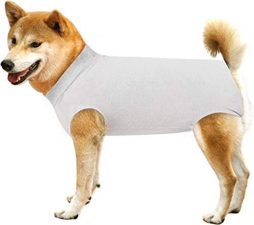 Dotoner Manteau de Protection pour Chien - Protection de plaie Abdominale - Vêtement médical postopératoire - Gilet postopératoire - pour Chiots, Chats, Animaux de Compagnie (2XL, Gris Clair)