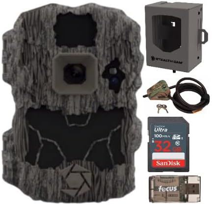 Stealth Cam DS4K 32 Megapixel Ultimate Camera Bundle with Large Security Box, Locking Cable, 32GB SD Card and Card Reader (5 Items)