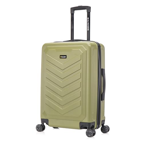 US ARMY Fox 24 inch Hardside Luggage with Spinner Wheels | Lightweight Medium Suitcase for Shorter Travel | Chevron Icon, Gel Handle, Side Studs, Retractable Trolley, Heavy Duty | Olive Drab
