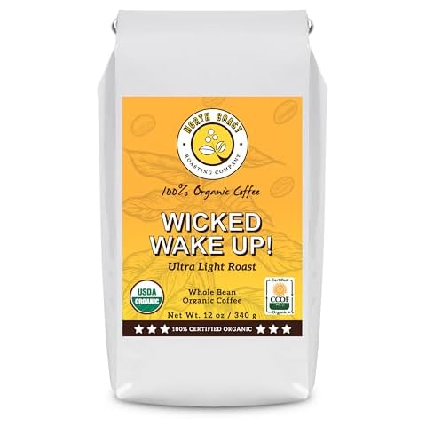 North Coast Roasting Company, Ultra Light Roast, Organic Coffee, Whole Bean - Wicked Wake Up!, USDA Certified Organic Coffee Beans, 12 Ounce Bag Cover