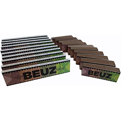 10PAX - lot Feuille a Rouler non blanchi king size BEUZ Slim Brown X10 paquets et Carnets Filtres Carton X10 - Le Bazaar Shop