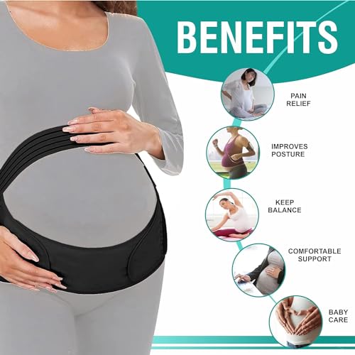 Image of Evissa Maternity Belt Pregnancy Support, 4 In 1 Breathable Pregnancy Belly Support Band for Abdomen Pelvic Waist and Back Pain, Adjustable Belly Brace for Pre and Postpartum Band