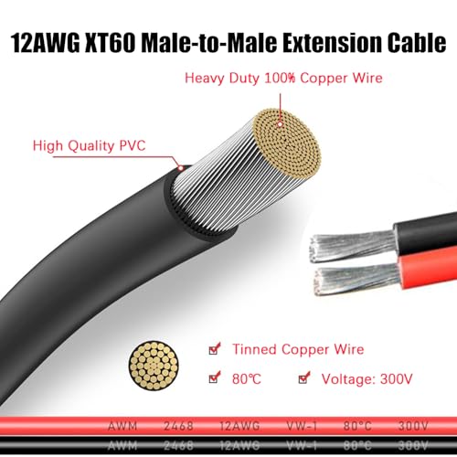 Cable XT60 macho a macho para almacenamiento de energía solar en aviones RC 7