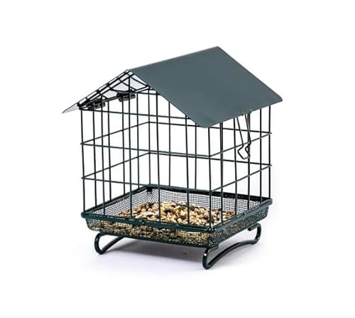 Caged Ground Bird Feeder – Large Bird Proof Wild Bird Feeder with Secure Lid, Heavy Duty Metal Cage, Easy to Fill & Clean, Ideal for Garden Ground Feeding Birds