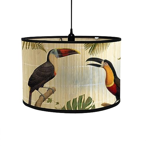 Morbuy Vintage Abat Jour Plafond, Tambour Abats-Jour Rétro Impression de Oiseau Décor Abat-Jour pour Lampe de Chevet Lampe de Table Décor de Bureau...