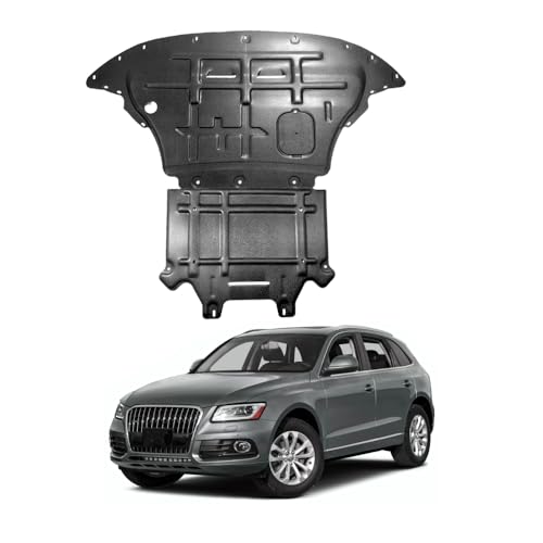 Image of Engine Splash Shield Fit for Audi Q5 2009-2017 Lower Engine Case Guard Under Engine Cover Fit for Audi SQ5 2010-2017 Front Engine Guard + Gearbox Guard Mud Flaps