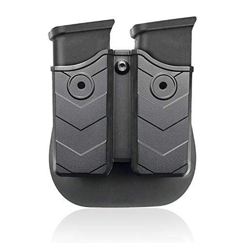 efluky Etui à Pistolet Defense Tactique Porte Chargeur 9mm Double Magazine Pouch pour Glock 17 19/Sig Sauer P226 P229 P250 9mm/.40, Paddle 60° Réglable Cover