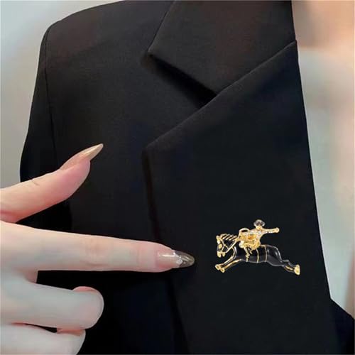 Image of Dreuyet Horse Brooch Pin Horse Racing Suit Lapel Pin for Women Men Rhinestone Antique Gold Horse Animal Brooch Clothing Outfits Accessory Jewelry