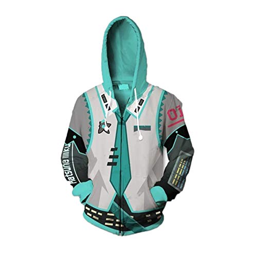 huateng Unisexe Anime Vocaloid Hatsune Miku Casual Sweat À Capuche 3D Cosplay Costume À Manches Longues