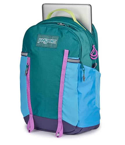 Image of JanSport 28L All Around Pack - 15 inch Laptop Sleeve, Emerald Pool | Versatile Rucksack w /Hydration Sleeve, Reflective Accents & Safety Whistle