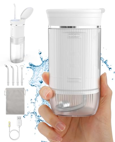 Irrigador Dental de viaje,Irrigador bucal portátil inalámbrico, depósito de agua extensible de 200 ml, resistente al agua IPX7, limpieza dental eléctrico de 3 modos para viajes y vacaciones