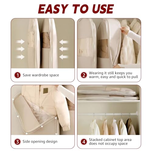 Space Saving Hanging Garment Bag with Self Compression Zipper 23x6x43 Garment Bag with Hanger & Visual Window for Down Coat, Suit3