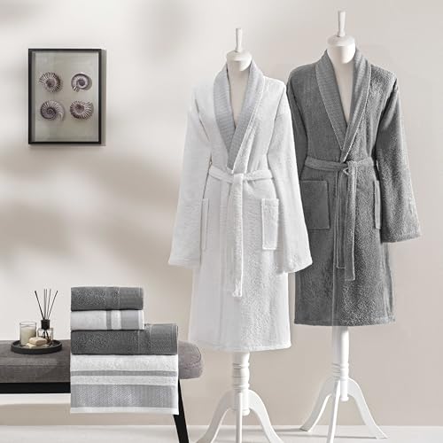 Raya Pure Cotton Pamuk Aile Seti Beyaz Antrasit Xxl
