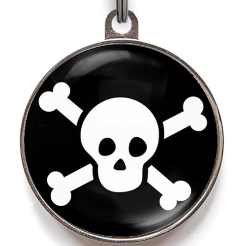 Image of Skull & Crossbones Dog Tag – Add Your Info to The Back – Pirate-Style Pet ID Tag – 36 Colour Options – 2 Sizes for Dogs & Cats