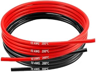 MMOBIEL Kabel elektryczny do akumulatora, AWG 10, 6 mm², czerwony i czarny, 2,5 m, kabel silikonowy z 1050 żyłami jako rdzeń do dronów RC, samolotów, ciężarówek, samochodów, kabli zaciskowych do