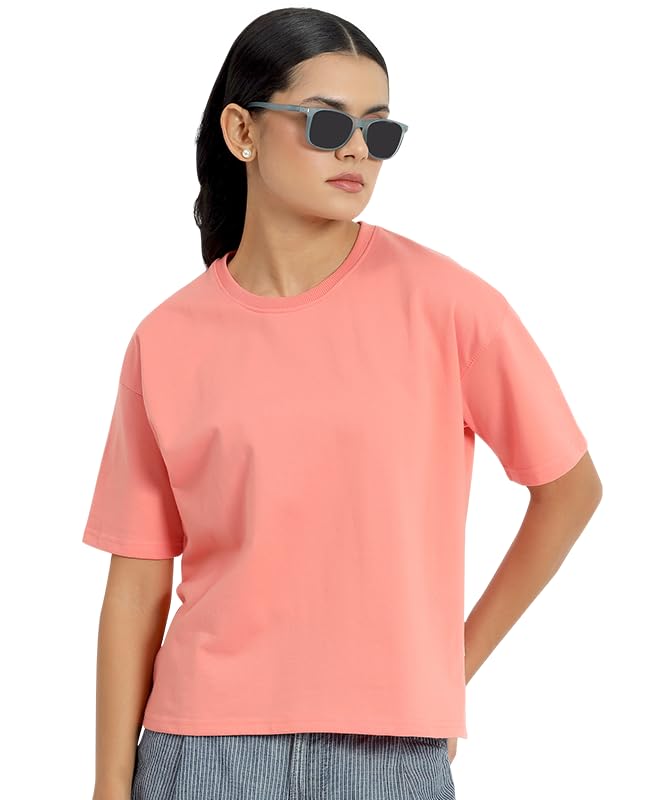 Image of Sleepynuts Women Oversized T-Shirt 220 GSM Heavyweight Cotton Rich Baggy Fit Drop Shoulder Round Neck Half Sleeve