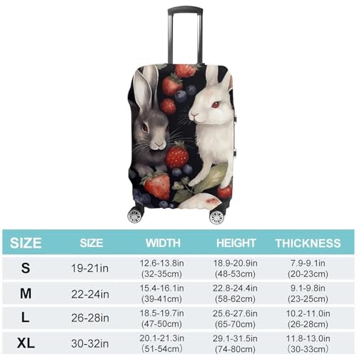 Rabbit And Strawberry Elastic Luggage Cover Suitcase Protector for 19-32 Inch Suitcases | Universal Stretchable Travel Bag Cover | Anti-Scratch, Washable with Zipper Closure S2