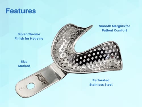 ARTMAN INSTRUMENTS Edentulous Jaw Impression Trays – Set of 6, Perforated Stainless Steel, Autoclavable Denture Impression Trays for Upper & Lower Jaw, Reusable Dental Prosthodontic Trays
