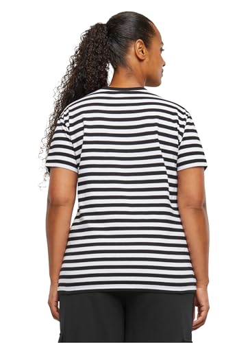 Urban Classics Camiseta de Rayas Regulares para Mujer, Negro/Blanco, L