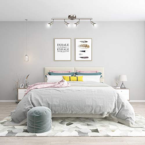 Unicozin 4 Light LED Track Lighting Kit, Matt Nickel 4 Way Ceiling Spot Lighting, Included 4 x GU10 LED Bulbs (4W, Daylight White 5000K, 400LM, Non-Dimmable), Rotatable Light Head Track Light - Thumbnail 3